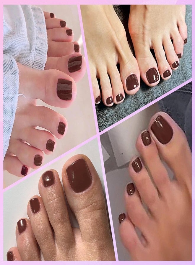 Lifextol 240pc Press on Toenails for Women Toe Press on Nails Short Fake Toe Nails Press ons with Glue&Adhesive Tabs, Acrylic Toe Nail Tips False Toenail Press ons Artificial Fake Toenails-Brown - Image 4
